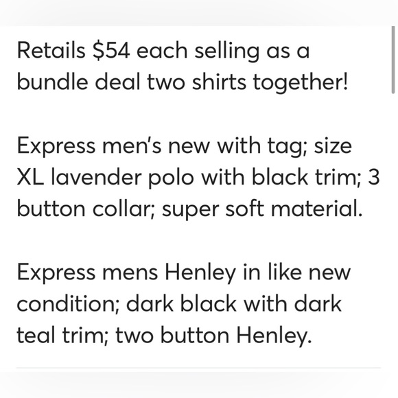 Express polo Henley bundle men’s size XL - Picture 12 of 12